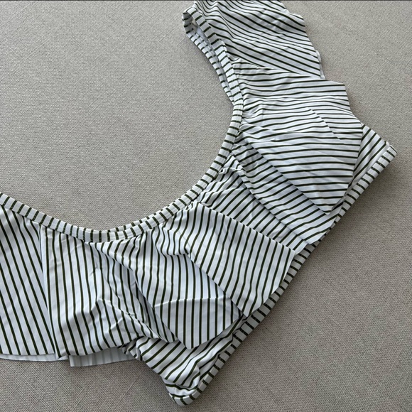 Picturesque Off Shoulder Striped Swim Top - Picture 9 of 11